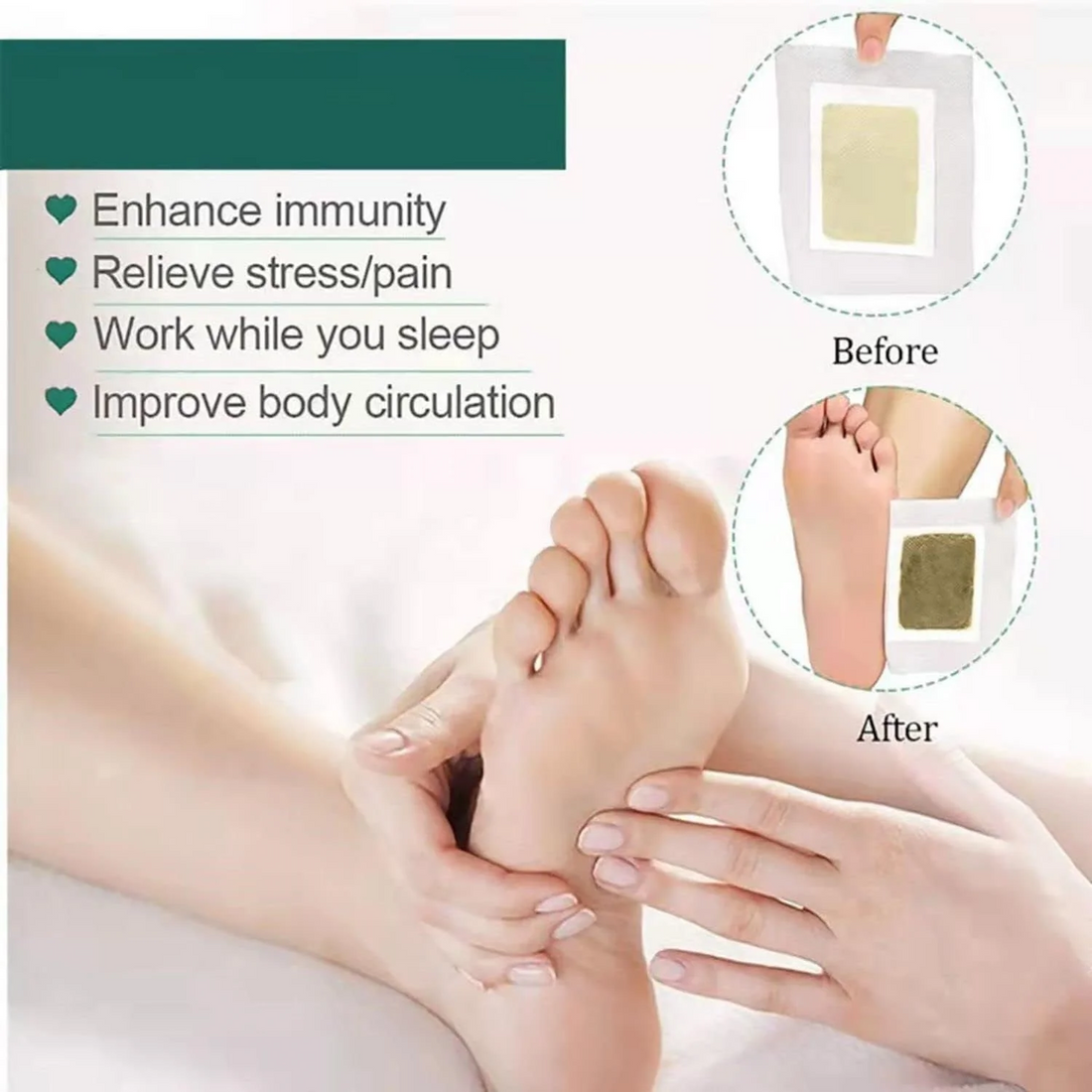 Patches Natural Wormwood Foot Pads Reliefing Stress Deep Cleaning 10pc